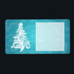 Holiday Gift Label Swirly Christmas Tree Blauw<br><div class="desc">Vier Kerstmis en maak indruk op uw familie en vrienden met dit moderne kerstcadeau label label sjabloon ontwerp met Merry Christmas tekst, Gift Label Swirly Christmas Tree op een blauwe achtergrond.</div>