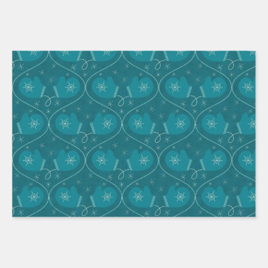 Holiday Gift Wrap Trio in blauw en rood Inpakpapier Vel (Voorkant 3)