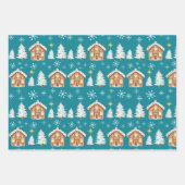 Holiday Gift Wrap Trio in blauw en rood Inpakpapier Vel (Voorkant 2)