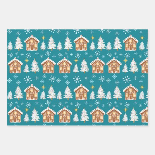 Holiday Gift Wrap Trio in blauw en rood Inpakpapier Vel (Voorkant 2)