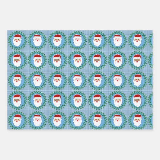 Holiday Gift Wrap Trio in blauw en rood Inpakpapier Vel (Voorkant)