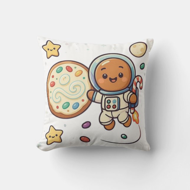 Holiday Gingerbread Astronaut Christmas Cute Space Kussen (Voorkant)