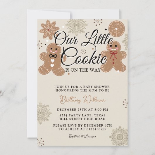 Holiday Gingerbread Baby shower | koekje Kaart (Voorkant)