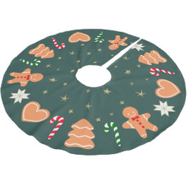 Holiday gingerbread cookies Dark Green Tree Skirt Kerstboom Rok