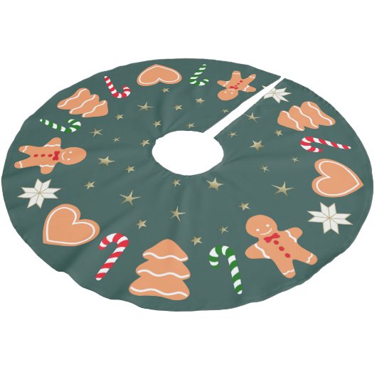Holiday gingerbread cookies Dark Green Tree Skirt Kerstboom Rok (Gekanteld)
