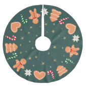 Holiday gingerbread cookies Dark Green Tree Skirt Kerstboom Rok (Voorkant)
