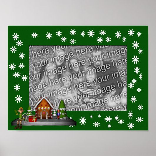 Holiday Gingerbread House Elf Uw foto toevoegen Poster (Voorkant)