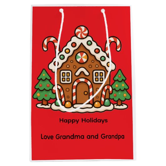 Holiday Gingerbread House Medium Cadeauzakje (Voorkant)