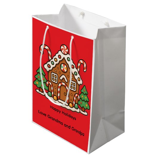 Holiday Gingerbread House Medium Cadeauzakje (Voorkant Gekanteld)