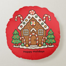 Holiday Gingerbread House Rond Kussen