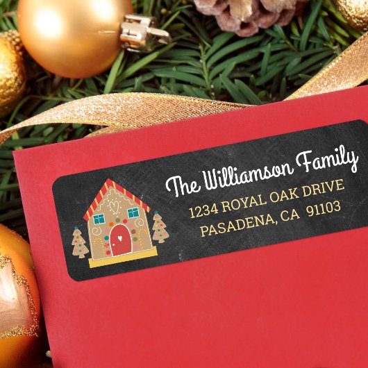 Holiday Gingerbread House Schattige schoolbord Scr Etiket