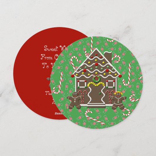 Holiday Gingerbread House Sweet Wishes Feestdagenkaart (Voorkant / Achterkant)