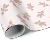 Holiday Gingerbread Man pink Cadeaupapier (Rol Hoek)