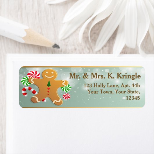 Holiday Gingerbread Man Retouradres Labels (Insitu)