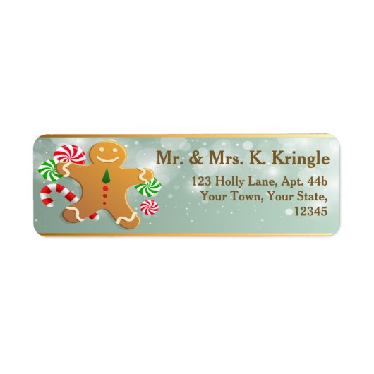Holiday Gingerbread Man Retouradres Labels (Voorkant)