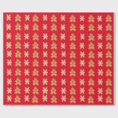 Holiday Gingerbread Man Rood Groen Inpakpapier (Vlak)