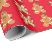 Holiday Gingerbread Man Rood Groen Inpakpapier (Rol Hoek)