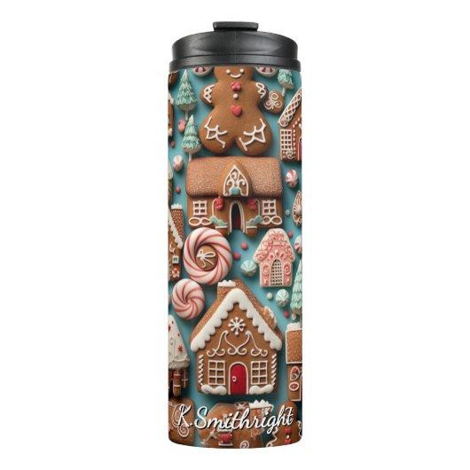 Holiday Gingerbread Pattern Art Thermosbeker (Voorkant)