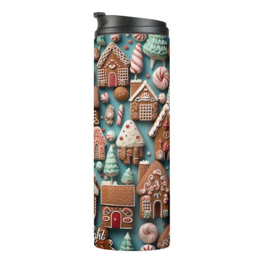 Holiday Gingerbread Pattern Art Thermosbeker (Geroteerd rechts)