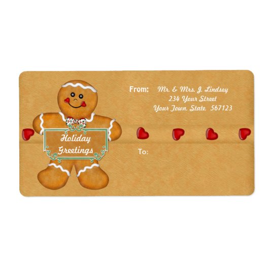 Holiday Gingerbread Verzendlabel (Voorkant)