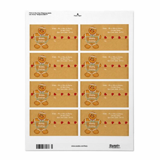Holiday Gingerbread Verzendlabel (Full Sheet)