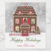 Holiday Gingerbrood House Wine Label Wijn Etiket (Enkel label)