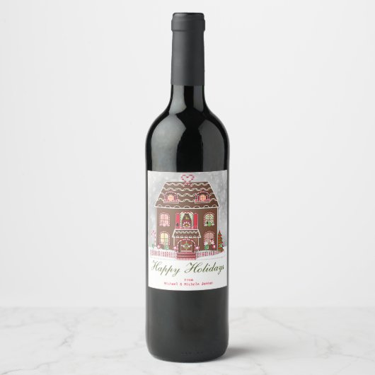 Holiday Gingerbrood House Wine Label Wijn Etiket