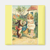 Holiday Girl & Bunny  Easter Magnet (Voorkant)