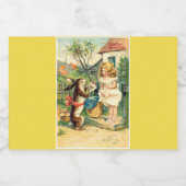 Holiday Girl & Bunny Paasetiketten Voedselcontainer Etiket (Enkel label)