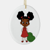 Holiday Girl Ponytails Keramisch Ornament (Rechts)