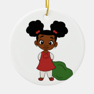 Holiday Girl Ponytails Keramisch Ornament