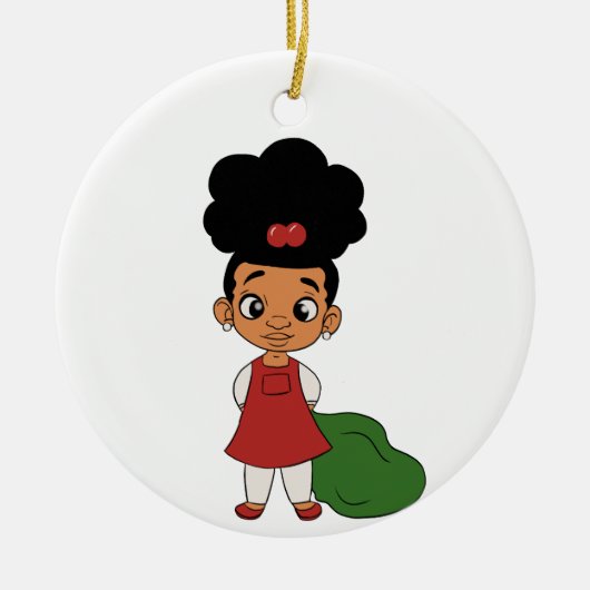 Holiday Girl Puff Keramisch Ornament (Voorkant)