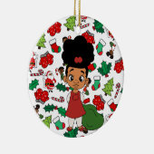 Holiday Girl Puff Kerstmis Keramisch Ornament (Rechts)