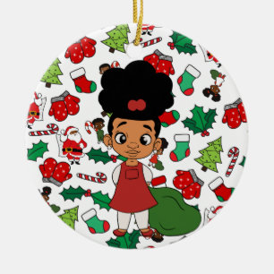 Holiday Girl Puff Kerstmis Keramisch Ornament
