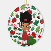 Holiday Girl Puff Kerstmis Keramisch Ornament (Links)