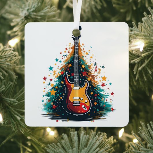 Holiday gitaar Christmas tree metal ornament (Insitu)