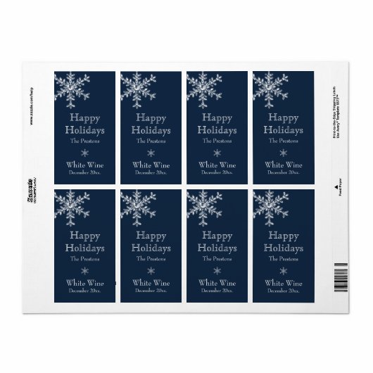 Holiday Glamour Wijnlabel (blauw) Etiket (Full Sheet)