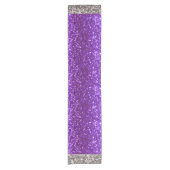 Holiday Glitter Paars Silver Bling Sparkly Korte Tafelloper (Voorkant)
