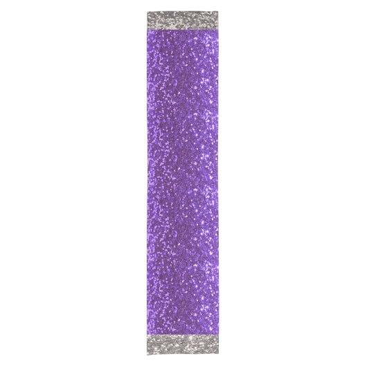 Holiday Glitter Paars Silver Bling Sparkly Korte Tafelloper (Voorkant)