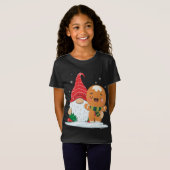 Holiday Gnome met Candy Cane en Gingerbrood Chri T-shirt (Voorkant volledig)