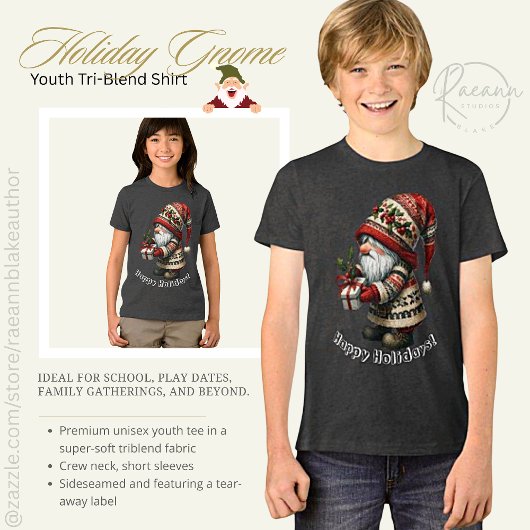 Holiday Gnome Youth Tri-Blend Shirt