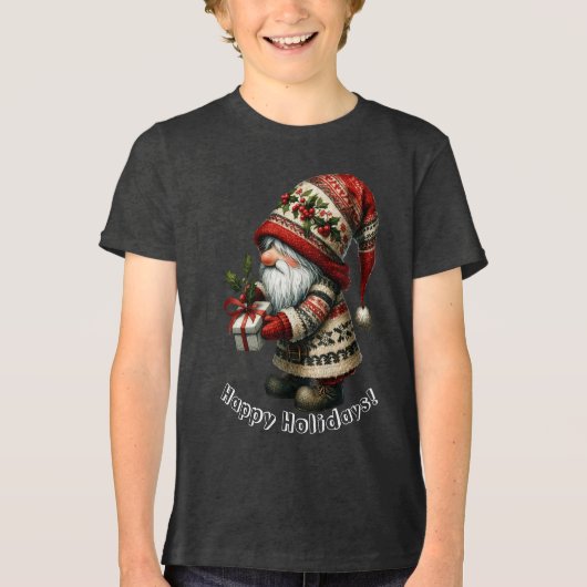Holiday Gnome Youth Tri-Blend Shirt (Voorkant)