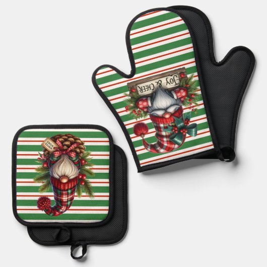 Holiday Gnomes Ovenwant & Pannenlap Set (Voorkant / Achterkant)