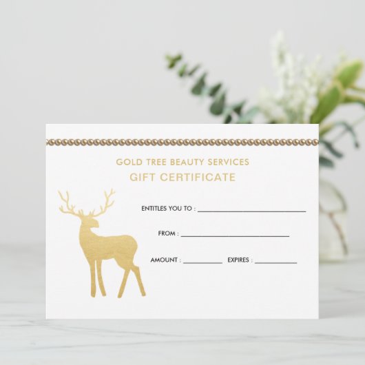 Holiday Gold Antler Stag | Cadeaubon (Staand voorkant)