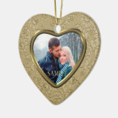 Holiday Gold Brocade-fotosjabloon Keramisch Ornament (Links)