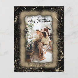 Holiday Gold Glitter Framed Photo Merry Kerstmis Briefkaart