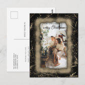 Holiday Gold Glitter Framed Photo Merry Kerstmis Briefkaart (Voorkant / Achterkant)