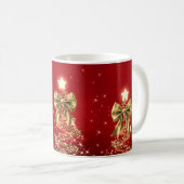 Holiday Gold Red Christmas Trees w/ Bows Koffiemok (Voorkant rechts)