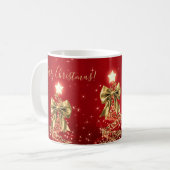 Holiday Gold Red Christmas Trees w/ Bows Koffiemok (Voorkant links)
