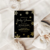 Holiday Gold Snowflake Winter Baby shower Folie Uitnodiging